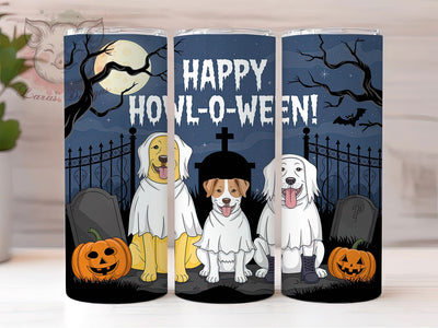 Cute Howl-O-Ween Dog Halloween Tumbler, Cute Puppy Howl-O-Ween Cup, 20Oz Skinny Tumbler, Spooky Dog Sublimation, Funny Pet Lover Gift, Happy Howl-O-Ween Drinkware, Digital Dog Halloween Sublimation Lara' s Designs 