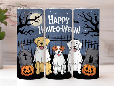 Cute Howl-O-Ween Dog Halloween Tumbler, Cute Puppy Howl-O-Ween Cup, 20Oz Skinny Tumbler, Spooky Dog Sublimation, Funny Pet Lover Gift, Happy Howl-O-Ween Drinkware, Digital Dog Halloween Sublimation Lara' s Designs 