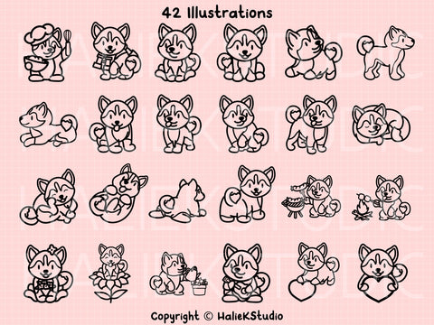 Cute Huskies SVG Design Set SVG HalieKStudio 