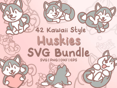 Cute Huskies SVG Design Set SVG HalieKStudio 