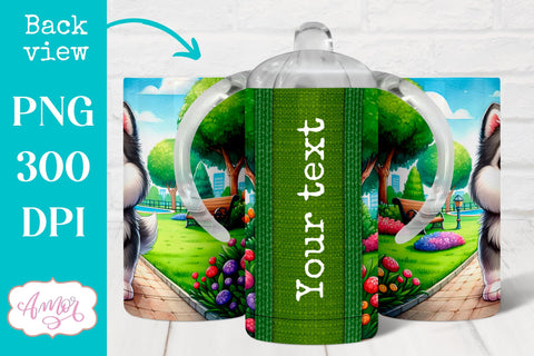 Cute Husky sippy cup sublimation PNG | Dog 12oz Kids tumbler Sublimation Amorclipart 