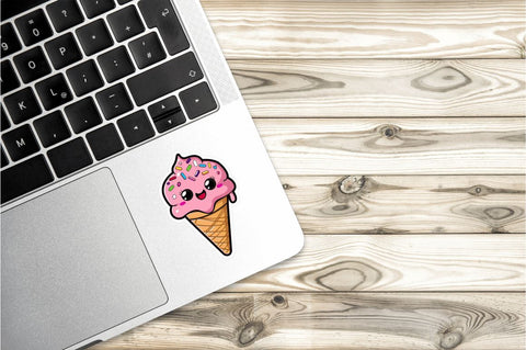 Cute ice cream Sticker Clipart Bundle Sublimation Regulrcrative 