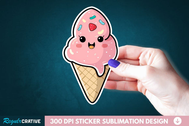 Cute ice cream Sticker Clipart Sublimation Regulrcrative 