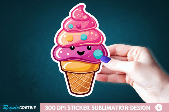 Cute ice cream Sticker Clipart Sublimation Regulrcrative 