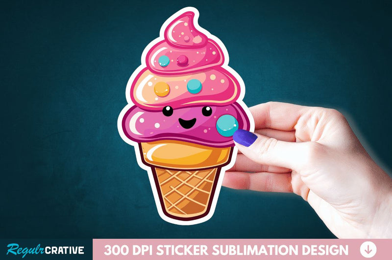 Cute ice cream Sticker Clipart Sublimation Regulrcrative 