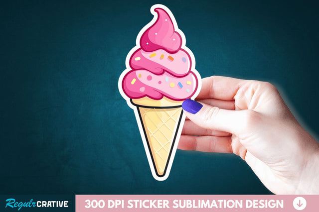 Cute ice cream Sticker Clipart Sublimation Regulrcrative 