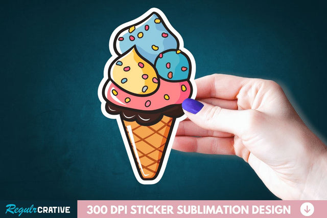 Cute ice cream Sticker Clipart Sublimation Regulrcrative 