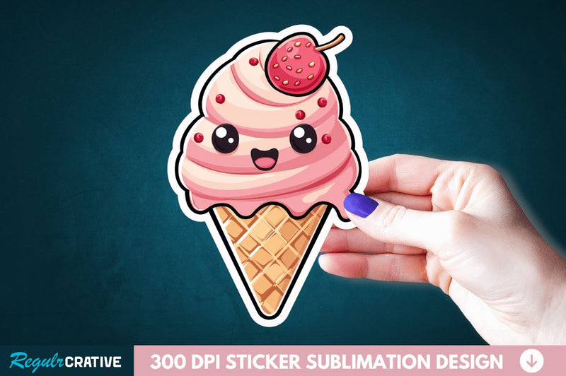 Cute ice cream Sticker Clipart Sublimation Regulrcrative 