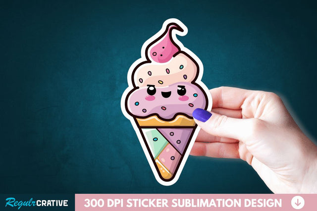 Cute ice cream Sticker Clipart Sublimation Regulrcrative 