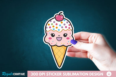 Cute ice cream Sticker Clipart Sublimation Regulrcrative 