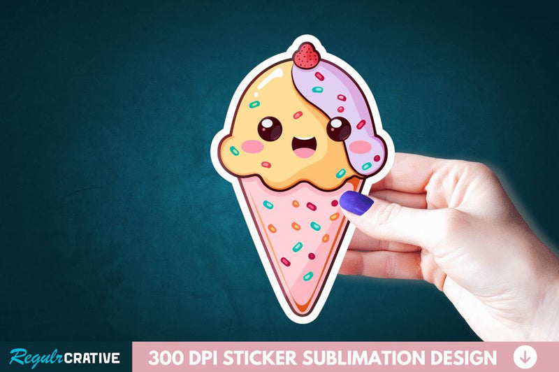 Cute ice cream Sticker Clipart Sublimation Regulrcrative 