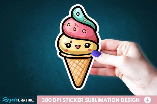 Cute ice cream Sticker Clipart Sublimation Regulrcrative 