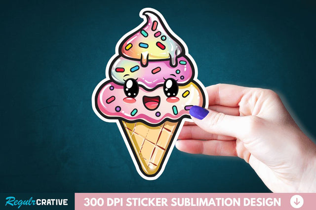 Cute ice cream Sticker Clipart Sublimation Regulrcrative 