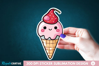Cute ice cream Sticker Clipart Sublimation Regulrcrative 