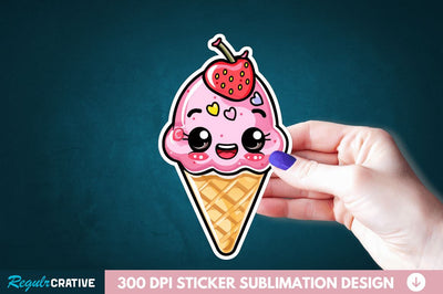 Cute ice cream Sticker Clipart Sublimation Regulrcrative 
