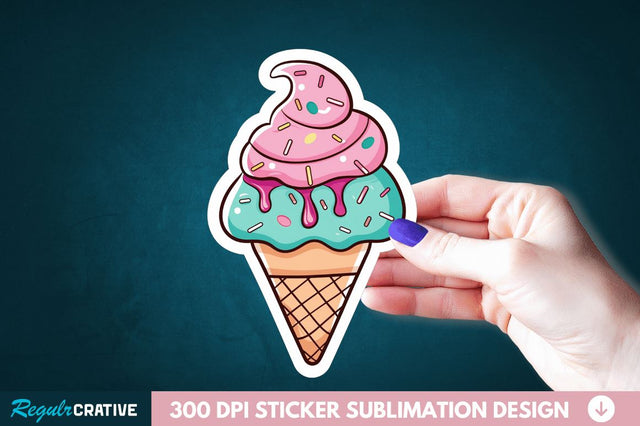 Cute ice cream Sticker Clipart Sublimation Regulrcrative 
