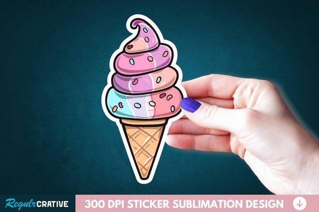 Cute ice cream Sticker Clipart Sublimation Regulrcrative 