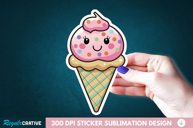 Cute ice cream Sticker Clipart Sublimation Regulrcrative 