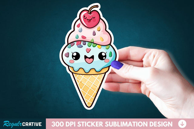Cute ice cream Sticker Clipart Sublimation Regulrcrative 