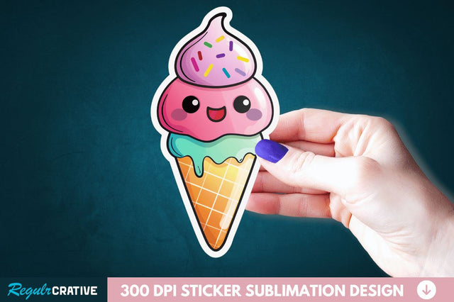 Cute ice cream Sticker Clipart Sublimation Regulrcrative 