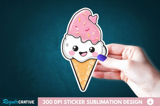 Cute ice cream Sticker Clipart Sublimation Regulrcrative 
