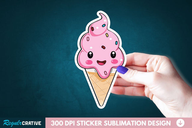 Cute ice cream Sticker Clipart Sublimation Regulrcrative 