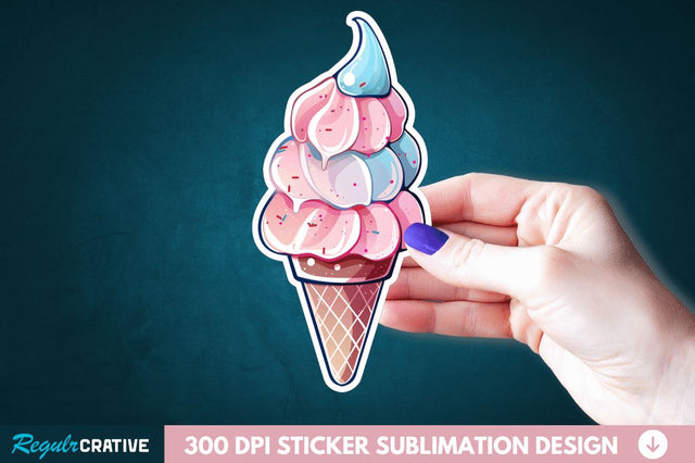 Cute ice cream Sticker Clipart Sublimation Regulrcrative 