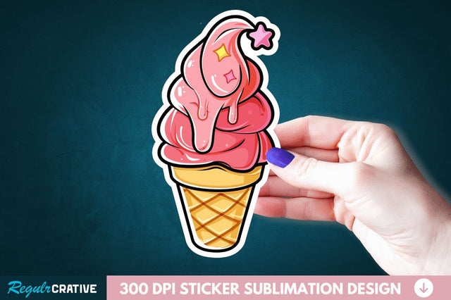Cute ice cream Sticker Clipart Sublimation Regulrcrative 