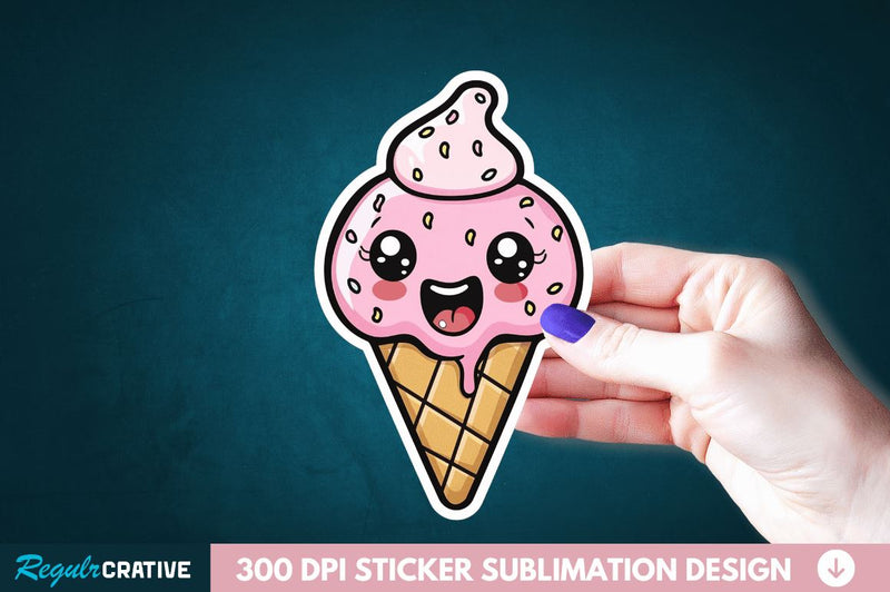 Cute ice cream Sticker Clipart Sublimation Regulrcrative 