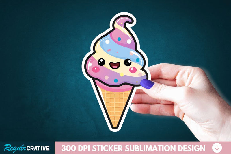 Cute ice cream Sticker Clipart Sublimation Regulrcrative 