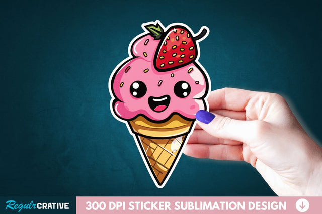Cute ice cream Sticker Clipart Sublimation Regulrcrative 