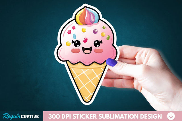 Cute ice cream Sticker Clipart Sublimation Regulrcrative 