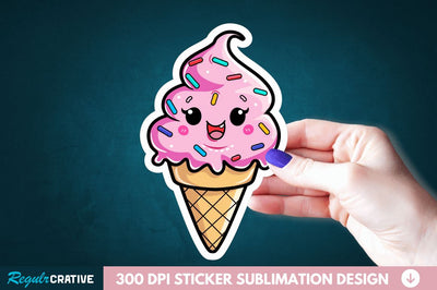 Cute ice cream Sticker Clipart Sublimation Regulrcrative 