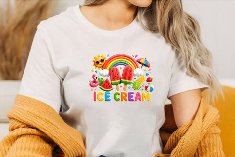 Cute Ice Cream Summer Clipart PNG Sublimation SVGArt 