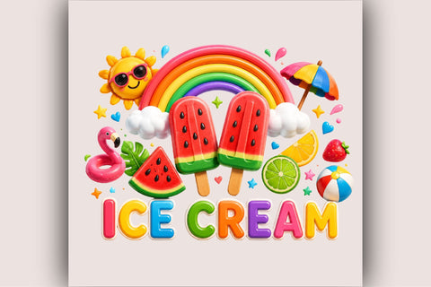 Cute Ice Cream Summer Clipart PNG Sublimation SVGArt 