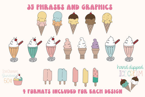 Cute Ice Cream SVG Bundle, Retro Popsicle SVG files for Cricut, Ice Cream Party PNG for Tshirts, Sublimation, Signs, Cute Sundae, Chill Out SVG Designing Digitals 