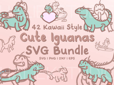 Cute Iguanas SVG Design Set SVG HalieKStudio 