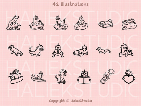Cute Iguanas SVG Design Set SVG HalieKStudio 