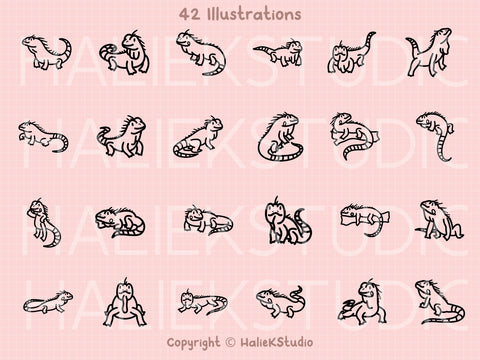 Cute Iguanas SVG Design Set SVG HalieKStudio 