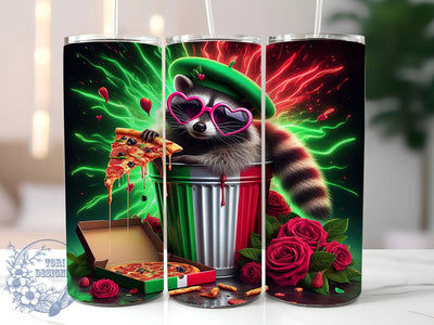 Cute Italian Raccoon Tumbler, Adorable Pet Wrap, 20oz Tumbler Wrap, Sublimation Design, Animal Lover Gift, Funny Raccoon Tumbler, Valentine Pet Wrap Sublimation ToriDesigns 
