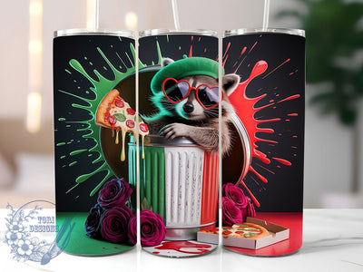 Cute Italian Raccoon Tumbler, Adorable Pet Wrap, 20oz Tumbler Wrap, Sublimation Design, Animal Lover Gift, Funny Raccoon Tumbler, Valentine Pet Wrap Sublimation ToriDesigns 