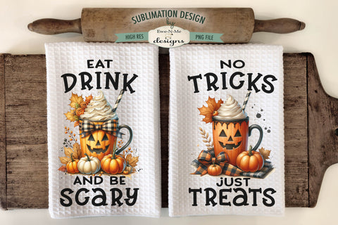 Cute Jack O Lantern Halloween Mugs Kitchen Towel Sublimation Sublimation Ewe-N-Me Designs 