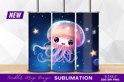 Cute jellyfish in starry space illustration Sublimation Regulrcrative 