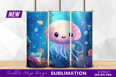 Cute jellyfish ocean cartoon tumbler png Sublimation Regulrcrative 