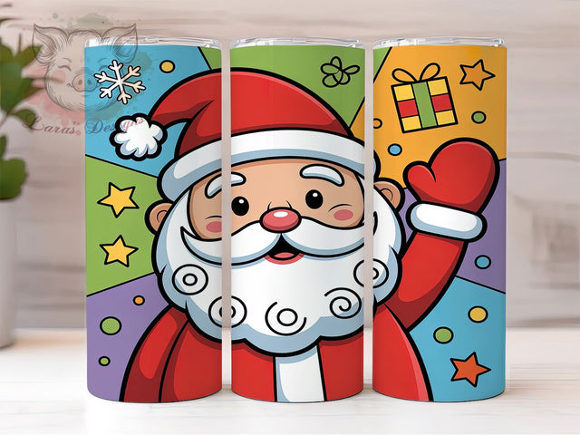 Cute Jolly Santa Christmas Tumbler, Christmas Santa Wrap, Adorable Holiday Sublimation, Festive Santa Cup, 20Oz Skinny Tumbler Wrap, Jolly Christmas Mug, Whimsical Santa Design Sublimation Lara' s Designs 