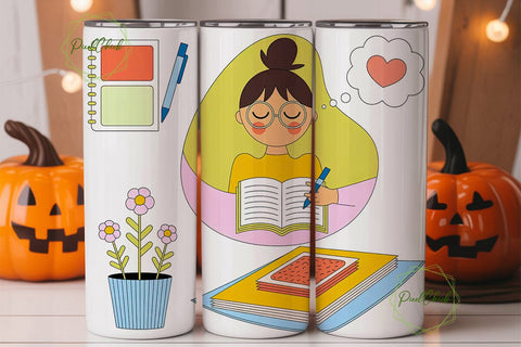 Cute Journaling Stationery 20oz Tumbler Sublimation PixelChick 