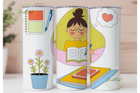Cute Journaling Stationery 20oz Tumbler Sublimation PixelChick 