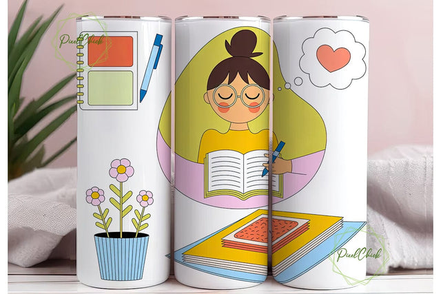 Cute Journaling Stationery 20oz Tumbler Sublimation PixelChick 