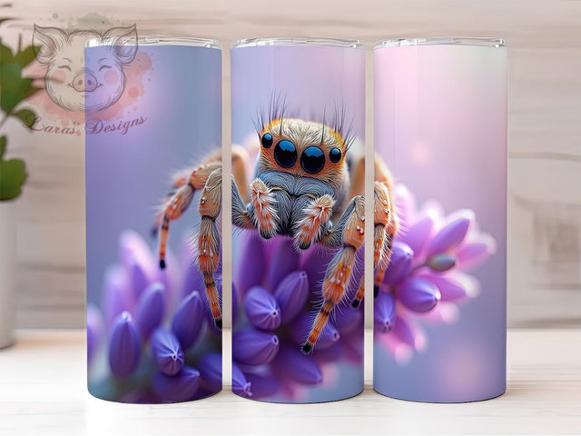 Cute Jumping Spider 20oz Gothic Tumbler Wrap, Lavender Aesthetic Tumbler, 20oz Tumbler Design, Sublimation Tumbler Wrap, Gothic Spider Tumbler, Kawaii Spider Tumbler Sublimation Lara' s Designs 