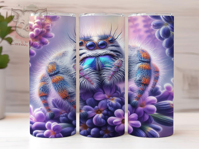 Cute Jumping Spider 20oz Gothic Tumbler Wrap, Lavender Aesthetic Tumbler, 20oz Tumbler Design, Sublimation Tumbler Wrap, Gothic Spider Tumbler, Kawaii Spider Tumbler Sublimation Lara' s Designs 